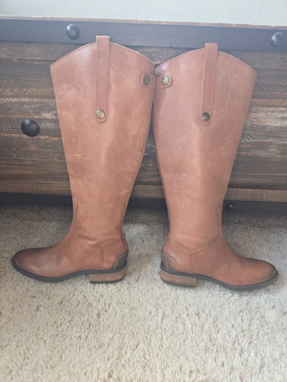 Sam Edelman Penny Leather Riding Boots Whiskey Brown Youth US Size 3/Womens 4.5